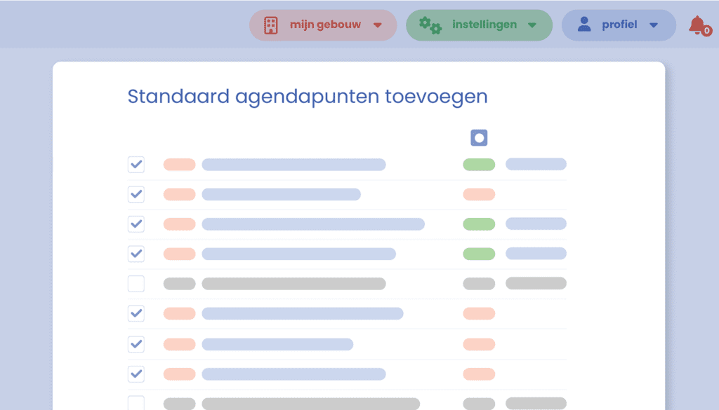 agendapunten algemene vergadering