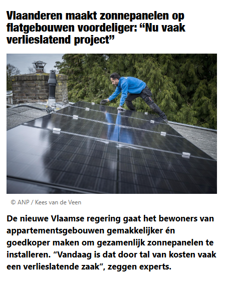 zonnepanelen appartementsgebouwen